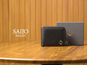 Shigetsu SAIJO Leather Bifold Folding Wallet with Attached Flip Pocket for Men Minimalist Holder