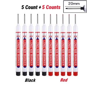//10Pcs/Set Multi-Purpose 20mm Deep Hole Long Nib Head Marker For Metal Perforating Pen Waterproof Bathroom Woodworking Decor Tool MX