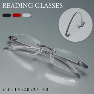 MDOD | Frameless Reading Glasses+1.0~+4.0 -HD PC Lens Silicone Cover Anti Fatigue Farsightedness Men Women Fashion Rimless Design