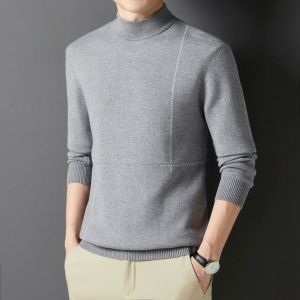 ROMON | Romon Mens Knitted Wool Sweater Slim Fit Thickened Mid-Neck Autumn Fashion City Style Long Sleeve Casual Wear Polyester Blend