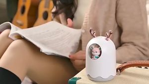 Máy phun sương máy xông tinh dầu chuột trắng cute tạo độ ẩm cho phòng ngủ phòng làm việc xe hơi có đèn tự động đổi màu