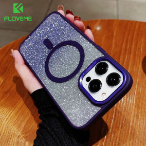 FLOVEME Luxury Gradient Glitter Phone Case For iPhone 14 13 12 11 Pro Max 14 Plus Hybrid Armor Magnetic Wireless Charging Back Cover For iPhone 14 13 12 11