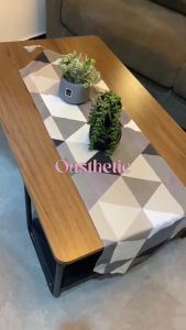 Table Runner Rumbai Ruang Tamu Mewah Panjang 120 140 160 180 200 240 Katun Motif Trivia Cokelat