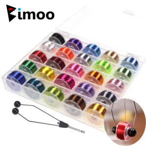 Bimoo 25Spools 200D High Light Floss Fly Tying Thread Nymph Streamer Dry Midge Fly Tying Material Bi-ceramic Bobbin Holder
