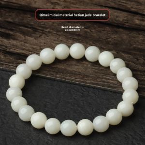 QINBAOSHUIJING | Natural Hetian Jade Beads Bracelet for Women