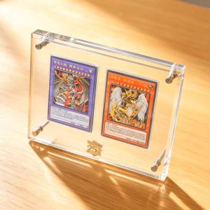 Takara Tomy | 2-Slot 25th Anniversary Yu Gi Oh Clear Card Brick Display Stand Blue-Eyes White Dragon Dark Magician No Card