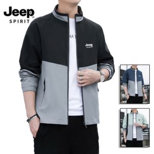 ยืนคอปกแจ็คเก็ต แจ็คเก็ตฤดูใบไม้ผลิและฤดูใบไม้ร่วงสไตล์ใหม่ แจ็คเก็ตบางสบาย, ๆ และลำลองสำหรับผู้ชาย