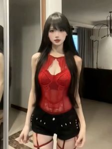 Áo Vest Ren Cổ Treo Màu Đỏ Cổ Điển Gợi Cảm Mùa Hè Áo Vest Bó Sát Bên Trong Một Mảnh Cho Nữ Áo Vest Dây Vai Thời Trang Mùa Hè