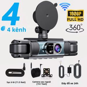 4 Kênh 360 Độ ° Camera Hành Trình Ô Tô DVR Tích Hợp WiFi Camera Trước Sau Trái Phải 1080P Tầm Nhìn Ban Đêm Giám Sát Đỗ Xe 24H Phụ Kiện Ô Tô Di Động