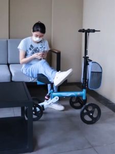 Elderly Walker Trolley Walking Aid Foot Fracture Single Leg Scooter Four-Wheel Shopping Cart Simple Wheelchair