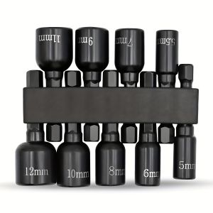 NiuXiang | 9Pcs Metric Nut Driver Bit Set 1/4" Hex Shank Socket Driver Set for Impact Driver & Electric Screwdriver