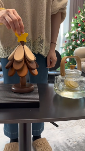 3pcs kayu minuman Coaster penebat Mat untuk peralatan hiasan meja dapur 3pcs Wooden Drink Coaster Insulation Mat for Utensils Kitchen Table Decoration