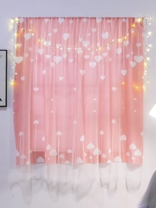 ผ้าม่านตีนตุ๊กแก ผ้าม่านสองชั้น ลายน่ารัก ไม่ต้องเจาะผนัง พร้อมอุปกรณ์ ติดตั้งง่าย