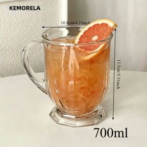 Cốc Nước Thủy Tinh Retro Có Tay Cầm 480/700ML Dung Tích Lớn Nước Cà Phê Sữa Cốc Cho Nhà Hàng Chiều Whisky Trang Trí