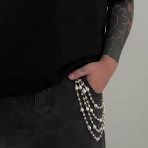 Ingemark | Ingemark Luxury Multi-layer Imitation Pearl Pendant Keychain Belt Chain Men Hip Hop Punk Trousers Jeans Metal Chain New Jewelry