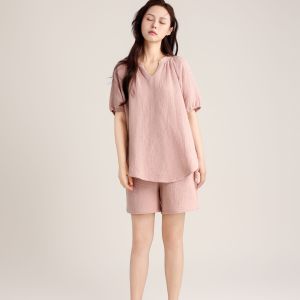 Pure Cotton Double Layer Gauze Sleepwear Long Sleeve Loose Home Clothes for Women Spring Autumn Comfortable Breathable Nightgown