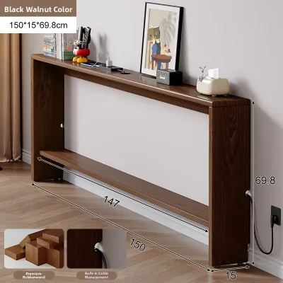 Modern Minimalist Solid Wood Sofa Back Wall Shelf Long Narrow Gap Organizer Rack Bedroom Living Room Furniture Nightstand