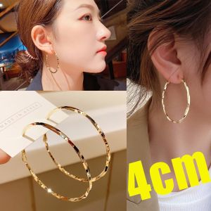 4cm Diameter Hoop Earrings Simple Personality Hoop Earrings S925 Silver Needle Ladies Exaggerated Round Earrings Fashion Jewellery