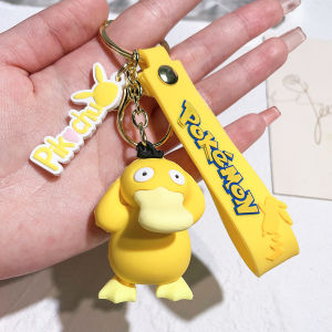 Potdemiel | Pokemon Keychain Pikachu Pendant Anime Action Figure Toy Koda Duck Cartoon Charmander Psyduck Doll Keyring Car Bag Kids Gift