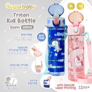 SGR23 SUGAR BABY TRITAN KID BOTTLE SLIM 600 ML BOTOL MINUM ANAK BPA FREE AMAN