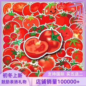 Cartoon Tomato Vegetable Stickers 50 Pcs Waterproof Decorative Stickers for Notebook Computer Mobile Phone
