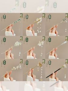 New Chinese Style Floral Hairpin Womens Hanfu Headwear Ancient Fashion Back of Head Hair Accessories Premium Feeling