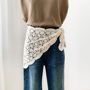WEIAI | Elegant Lace Waist Belt Womens Skirt High-End Triangular Scarf Layering Curtain Jeans Waist Seal Decoration Artistic Style
