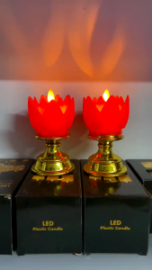 Combo 2 Đèn Nến Hoa Sen Điện Tử Liền Đế - Dùng Để Bàn thờ Phật giáo-Lắp Sẵn Giá 1 Cặp 2 Chiếc