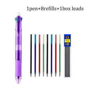 MROOFUL | 5 In 1 Multicolor Ballpoint Pens 4 Color Ball Pen Refill 0.5mm Pencil Lead Multifunction Pen Office School Writing Stationery
