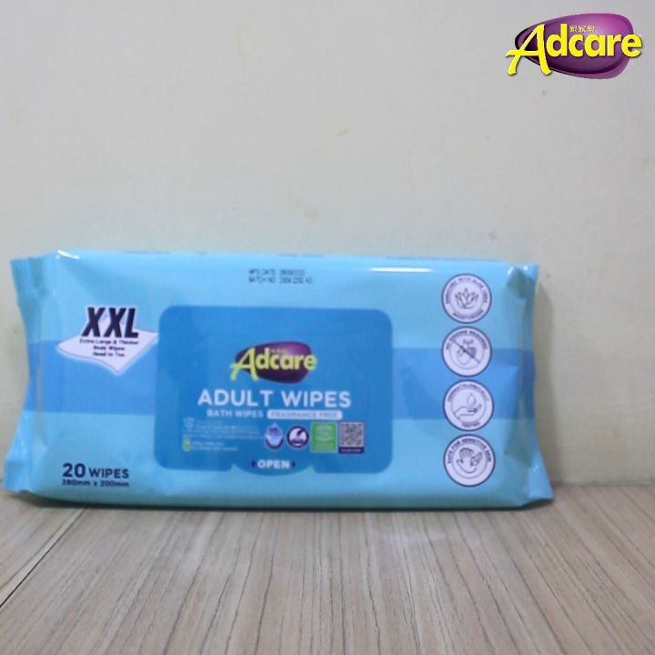 Adcare Adult/Bath Fragrance Free Wipes Tisu Basah Dewasa Wet Tissue Body Wipes 20's