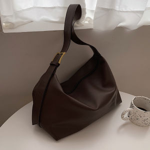 Trendy Minimalist Large Capacity Womens Bag Soft Surface Underarm Single Shoulder Crossbody Bag Casual Pure Color PU Bag