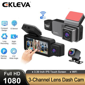 Ekleva 3 kênh DVR xe hơi có wifi HD 1080P 3.39 inch màn hình cảm ứng Dash camthree Way cameradvrs quay video reaistrator Dashcam máy quay