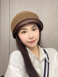Hat Female 2024 New Fashion Trendy Retro Beret Easiest for Match Small Face Painter Cap Big Head Circumference Bucket Hat