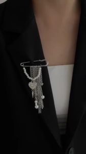 Ingemark | Ingemark Boho Imitation Pearls Beads Brooches for Women Punk Metal Tassel Silver Color Suit Shirt Brooch 2026 New Jewelry Gifts