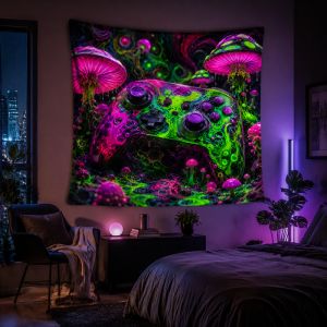 VIKAMA Neon Bộ Điều Khiển Trò Chơi Họa Tiết Tấm Thảm Dành Cho Thanh Thiếu Niên Phòng Ngủ Ký Túc Xá Phòng Chơi Game Thẩm Mỹ Mát Mẻ Trang Trí Tường Polyester Không Dệt