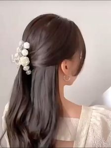 Jepitan Rambut Bunga Mawar Putih Jepitan Rambut Bunga Estetik Jedai Rambut