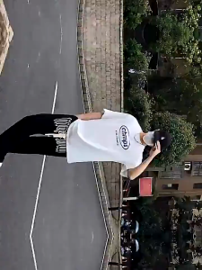 American High Street pants Mens Loose Straight Hip Hop black pants Letter baggy pants for men