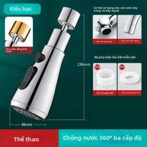 360 ° Vòi Xoay Mở Rộng Hợp Kim Kim Loại Nhà Bếp Tập Máy Phun Với 3 Chế Độ Tiết Kiệm Nước Chống Bắn Tắm