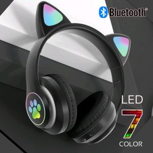 HEADSET BLUETOOTH หูฟังบลูทูธ หูฟังไร้สาย หูฟังไร้สายแบบครอบหูหูฟัง Cat Ear ที่ได้รับความนิยมมากที่สุดพับได้ใช้ได้ทั้งมือถือหรือคอมพิวเตอร์เรียนหรือเล่นออนไลน์  ชุดหูฟังมีไมโครโฟนในตัวสําหรับการโทรด้วยเสียง