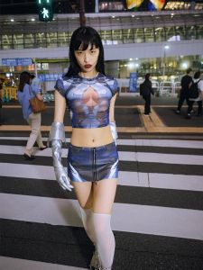 Nemesisister 3D Original Design Cyber Style Print Sleeveless Vest Top Set Womens Fashion Summer Short Length Two-Piece Suit