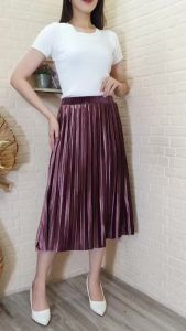 Rok plisket bludru 7/8/ Spring autumn woven hight waist plester midi skirt/rok beludru 7/8/rok velvet mewah import