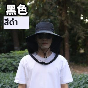 หมวกกันยุง หมวกกันแดด หมวกคลุมหน้า ผ้าตาข่ายระบายอากาศ หมวกป้องกันแมลงและป้องกันผึ้ง สําหรับตกปลากลางคืน