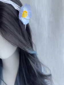 Wig Wanita Kupu-kupu Paris wig wanita rambut panjang curly wanita ombre wig wanita full kepala 60CM wig korean style wig 2 warna wig tanpa poni wig butterfly cut rambut palsu wanita full kepala