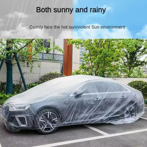 Universal Exterior Waterproof Car Cover Disposable Plastic PE Automobile Covers Auto Accessories With Elastic Dust Cover Rain Co