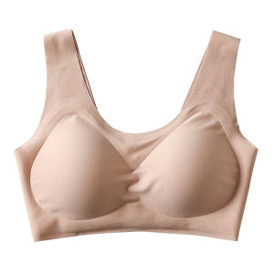 เสื้อชั้นในโยคะผ้าไหมไร้โครงแบบสวมหัว ทรง U ป้องกันแรงกระแทก ไร้รอยตะเข็บ ไร้ความรู้สึก สำหรับผู้หญิงวัยหนุ่ม