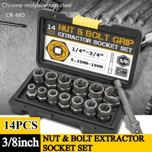 14PCS Socket Box Set Damaged Impact Socket Tool Set Socket Set Nut And Bolt Extractor Impact Bolt & Nut Remover herramientas