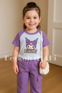 Setelan  kuromi anak  Perempuan Usia 1 Sampai 10 Tahun ONE SET celana cargo Baju Anak Perempuan Kuromi Terbaru