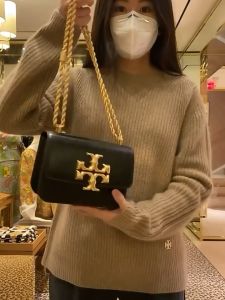 Authentic TORY BURCH ELEANOR Womens Shoulder Bag Genuine Leather Flap Handheld Crossbody Bag