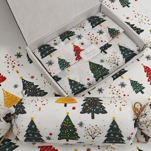 Christmas Tree & Fireworks Pattern Wrapping Paper Handmade Gift Wrap Privacy Protection Party Decoration Holiday Packaging