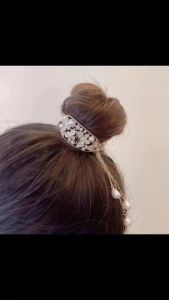 Vòng kẹp tóc đuôi ngựa đính đá tua rua kẹp búi tóc cao sau đầu khí chất tinh tế cho nữ phong cách Hàn Quốc